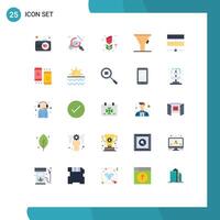 User Interface Pack of 25 Basic Flat Colors of hosting database mardi gras connection funnel Editable element Design Elements vector