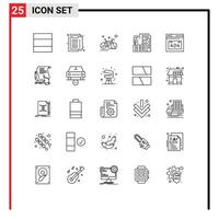 Pictogram Set of 25 Simple Lines of contract error page sport error fabrication Editable element Design Elements vector