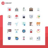 25 User Interface Flat Color Pack of modern Signs and Symbols of cup suitcase clipboard medical briefcase Editable element Design Elements vector