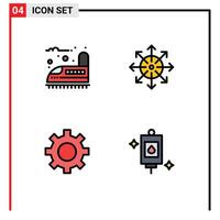 Stock element Icon Pack of 4 Line Signs and Symbols for railroad setting transport media interface Editable element Design Elements vector