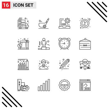 conjunto de dieciséis comercial contornos paquete para ciber descuento corto programación desarrollar editable elemento diseño elementos vector