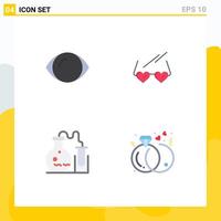 Stock element Icon Pack of 4 Line Signs and Symbols for eye flask vision heart science Editable element Design Elements vector