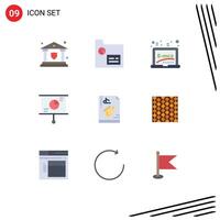 Set of 9 element Flat Colors on Grid for instrument teamwork learning strategy business Editable element Design Elements vector