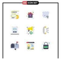 Stock element Icon Pack of 9 Line Signs and Symbols for contract business house agreement pm Editable element Design Elements vector