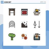 Editable element Line Pack of 9 Simple Filledline Flat Colors of construction reader home loan pattern fingerprint Editable element Design Elements vector
