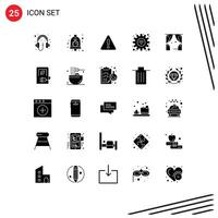 Group of 25 Modern Solid Glyphs Set for entertainment settings security options sign Editable element Design Elements vector