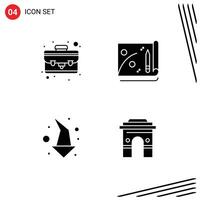 Pictogram Set of 4 Simple Solid Glyphs of case down achievement arrow global Editable element Design Elements vector