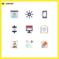 Set of 9 Commercial Flat Colors pack for shopping ecommerce creative tools car Editable element Design Elements vector