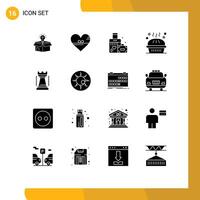 Universal Icon Symbols Group of 16 Modern Solid Glyphs of pie dinner like bakery heart Editable element Design Elements vector