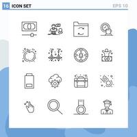 16 User Interface Outline Pack of modern Signs and Symbols of fruit event backup time break Editable element Design Elements vector