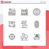 Set of 9 Modern UI Icons Symbols Signs for shipping package coffee delivery grain Editable element Design Elements vector