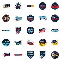 Start Now 25 Unique Typographic Designs for a personalized call to action message vector