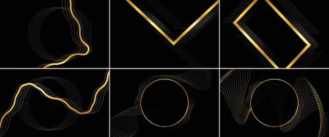 Black premium background with luxury dark golden lines stripes circles and geometric elements simple background suitable for posters banners websites and flyers element EPS11 vector