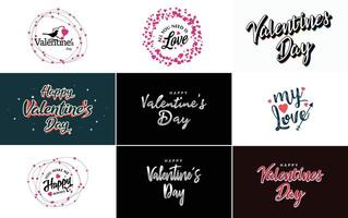 Happy Valentine's Day typography poster with handwritten calligraphy text isolated on white background element illustration vector