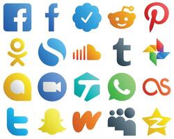 20 High Resolution Gradient Social Media Icons such as soundcloud zoom and google photo icons Creative and professional vector