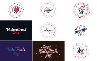 Happy Valentine's Day typography poster with handwritten calligraphy text isolated on white background element illustration vector