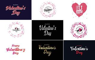 Happy Valentine's Day typography poster with handwritten calligraphy text isolated on white background element illustration vector