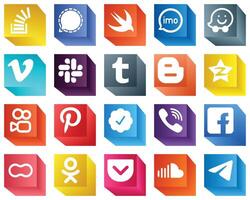 3D Social Media Icons Collection 20 Icons Pack such as blogger slack imo and waze icons High definition and versatile vector