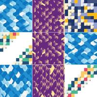 Square blue geometrical abstract background pack of 9 available vector