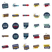 Open now graphics pack 25 customizable designs included vector