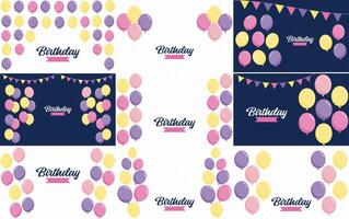 Happy Birthday text with a chalkboard style background and hand drawn elements such as streamers and balloons vector