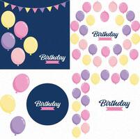 Happy Birthday in a bold geometric font with a pattern of birthday candles in the background vector