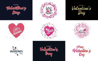 Happy Valentine's Day typography poster with handwritten calligraphy text isolated on white background element illustration vector