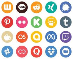 20 Minimalistic White Icons lastfm streaming flickr caffeine and slideshare Flat Circle Backgrounds vector