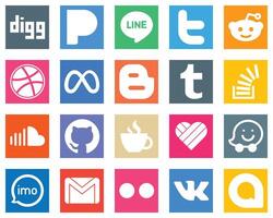 20 Social Media Icons for Your Business such as sound overflow facebook stock and stockoverflow icons Customizable and unique vector