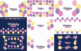 Happy Birthday written in a decorative vintage font with a background of party streamers and confetti vector