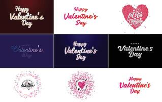 Happy Valentine's Day greeting card template with a romantic theme and a red and pink color scheme vector