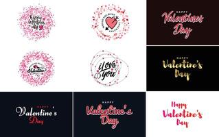 Happy Valentine's Day greeting card template with a romantic theme and a red and pink color scheme vector