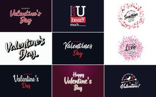 Love word art design with a heart shaped gradient background vector