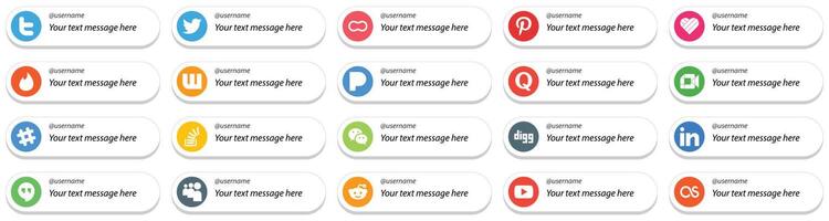 20 Follow Me Social Media Icons with Customizable Message such as question spotify wattpad and google meet icons Minimalist and professional vector