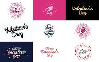 Happy Valentine's Day typography poster with handwritten calligraphy text isolated on white background element illustration vector