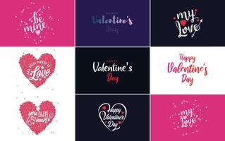 Happy Valentine's Day typography poster with handwritten calligraphy text isolated on white background element illustration vector