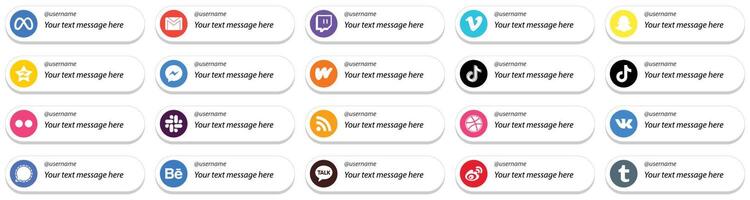 20 Customizable Social Media Follow Me Icons such as tiktok wattpad snapchat fb and messenger icons Creative and high resolution vector