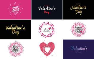 Happy Valentine's Day typography poster with handwritten calligraphy text isolated on white background vector