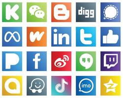 20 Versatile Social Media Icons such as tweet professional mesenger linkedin and wattpad icons Minimalist and customizable vector
