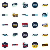 Register Now 25 High quality typographic designs to boost registration vector