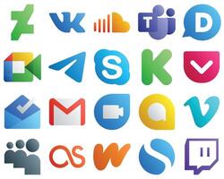 Gradient Social Media Icons Pack 20 icons such as funding chat google meet skype and messenger icons High resolution and fully customizable vector