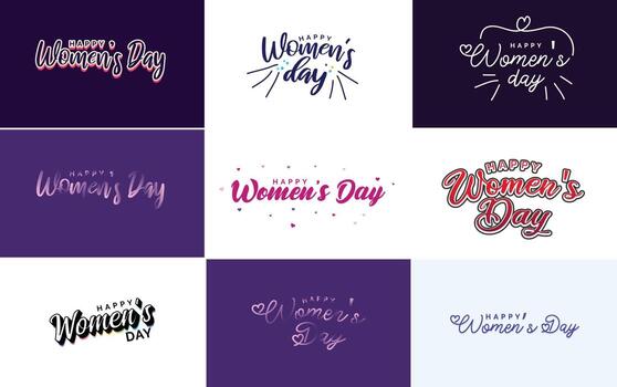 internacional De las mujeres día mano escrito tipografía antecedentes vector