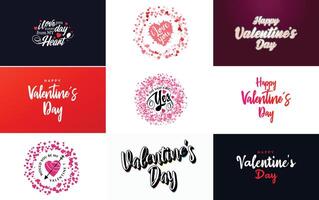 Happy Valentine's Day typography poster with handwritten calligraphy text isolated on white background element illustration vector