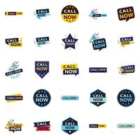 25 Professional Typographic Elements for a polished call to action message Call Now vector