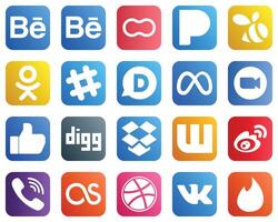 20 Minimalist Social Media Icons such as digg like disqus and icons Professional and high definition vector