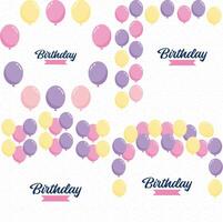 Happy Birthday in a bold geometric font with a pattern of birthday candles in the background vector