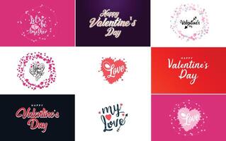 Happy Valentine's Day typography poster with handwritten calligraphy text isolated on white background element illustration vector