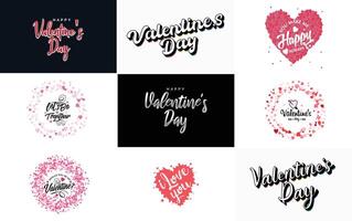 Happy Valentine's Day typography poster with handwritten calligraphy text isolated on white background vector