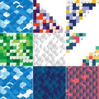 Square blue geometrical abstract background pack of 9 available vector