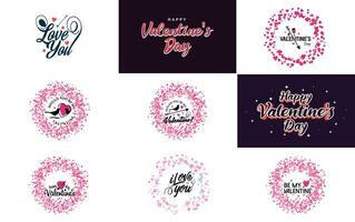 Happy Valentine's Day hand lettering calligraphy text and heart isolated on white background element illustration vector